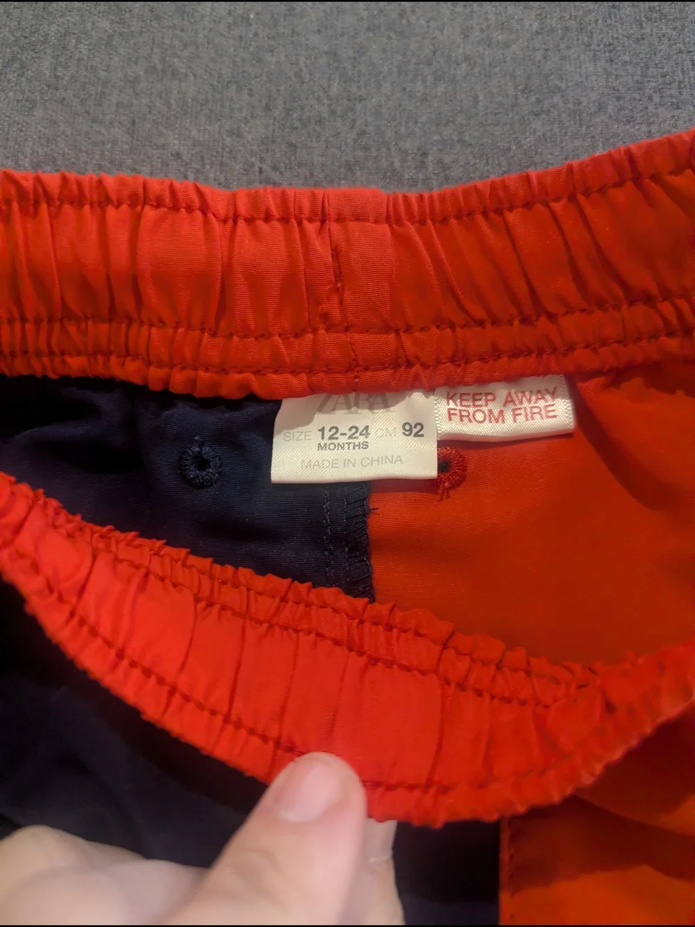 Zara Kids Two-Tone Navy and Red Swim Trunks